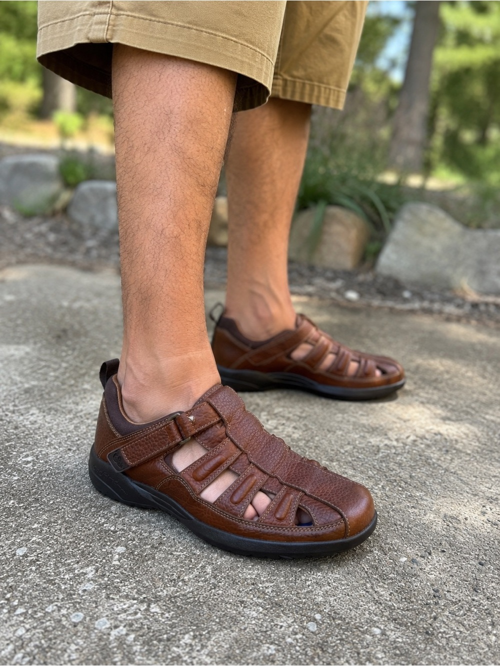 Dr. Comfort Fisherman Sandals Men’s 9XW Brown Leather Extra Wide Comfort